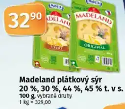 Coop MADETA Madeland plátkový sýr 20 %, 30%, 44%, 45% t. v s. nabídka