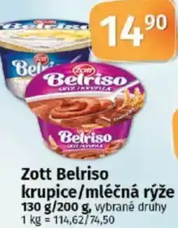 Coop Zott Belriso krupice/mléčná rýže nabídka
