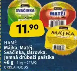 Coop HAMÉ Májka, Matěj, Svačinka, Játrovka, Jemná drůbeží paštika nabídka