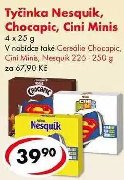 CBA Tyčinka Nesquik, Chocapic, Cini Minis, 4x 25 g nabídka