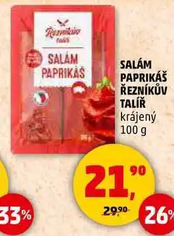 Penny Market SALÁM PAPRIKÁŠ ŘEZNÍKŮV TALÍŘ krájený, 100 g nabídka
