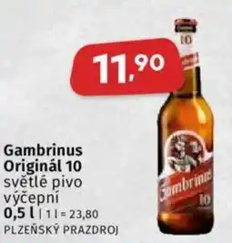 Coop Gambrinus Originál 10 světlé pivo výčepní nabídka