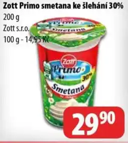 Partner Maloobchodní síť Zott Primo smetana ke šlehání 30% nabídka