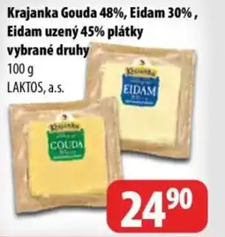 Partner Maloobchodní síť Krajanka Gouda 48%, Eidam 30%, Eidam uzený 45% plátky nabídka