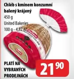 Partner Maloobchodní síť Chléb s kmínem konzumní balený krájený nabídka