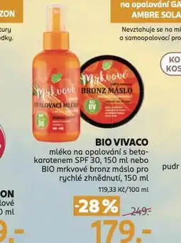 Rossmann Bio vivaco mléko na opalování nabídka