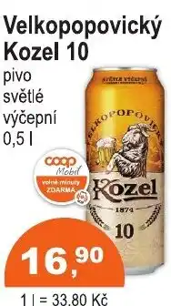 COOP DISKONT Velkopopovický Kozel 10 pivo světlé výčepní nabídka
