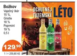 COOP DISKONT Božkov Vaječný likér 15%, Griotte 18% nabídka