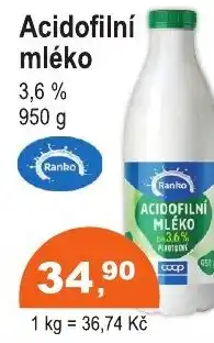COOP DISKONT Ranko Acidofilní mléko 3,6% nabídka