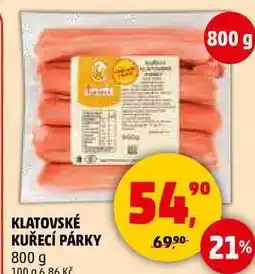 Penny Market KLATOVSKÉ KUŘECÍ PÁRKY, 800 g nabídka