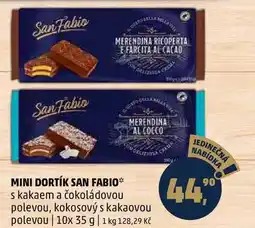 Penny Market MINI DORTÍK SAN FABIO s kakaem a čokoládovou polevou, kokosový s kakaovou polevou, 10x 35 g nabídka