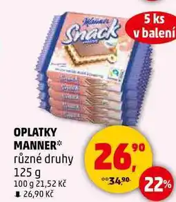 Penny Market OPLATKY MANNER různé druhy, 125 g nabídka