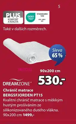 JYSK DREAMZONE® Chránič matrace BERGSFJORDEN PT15 nabídka