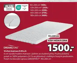 JYSK DREAMZONE® Vrchní matrace KJELLA nabídka