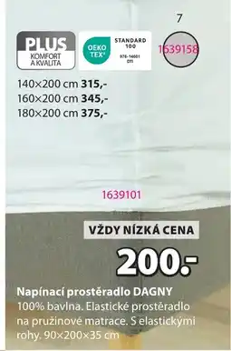JYSK Napínací prostěradlo DAGNY nabídka