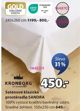 JYSK Saténové klasické prostěradlo SANDRA nabídka