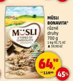 Penny Market MÜSLI BONAVITA různé druhy, 700 g nabídka
