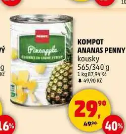 Penny Market KOMPOT ANANAS PENNY kousky, 565/340 g nabídka