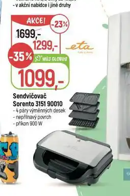 Globus Eta svačinovač nabídka