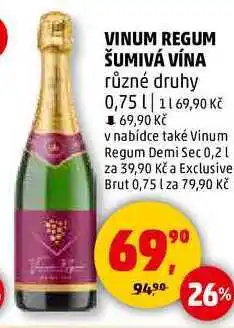 Penny Market VINUM REGUM ŠUMIVÁ VÍNA různé druhy, 0,75 l nabídka