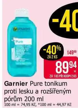 Teta Garnier Pure tonikum proti lesku a rozšířeným pórům 200 ml nabídka