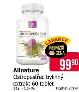 Teta Allnature Ostropestřec bylinný extrakt 60 tablet nabídka