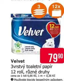 Teta Velvet 3vrstvý toaletní papír 12 rolí, různé druhy nabídka