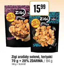TEMPO Zigi arašídy solené, teriyaki nabídka
