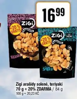 TEMPO Zigi arašídy solené, teriyaki nabídka