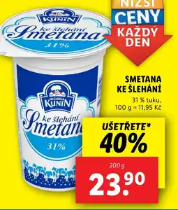 Lidl Smetana ke šlehání nabídka
