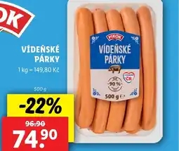 Lidl Vídeňské párky nabídka