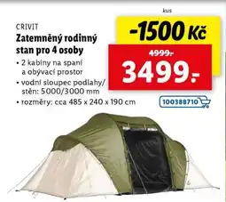 Lidl CRIVIT Zatemněný rodinný stan pro 4 osoby nabídka