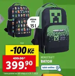 Lidl MINECRAFT BATOH nabídka