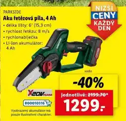 Lidl PARKSIDE Aku řetězová pila, 4 Ah nabídka