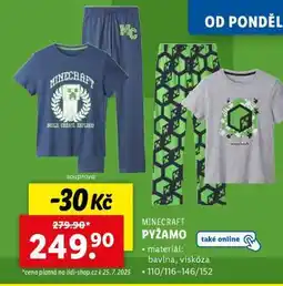 Lidl Minecraft Pyžamo nabídka