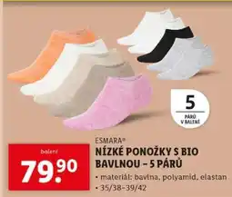Lidl ESMARA NÍZKÉ PONOŽKY S BIO BAVLNOU – 5 PÁRŮ nabídka