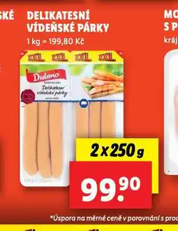 Lidl Delikatesní vídeňské párky nabídka