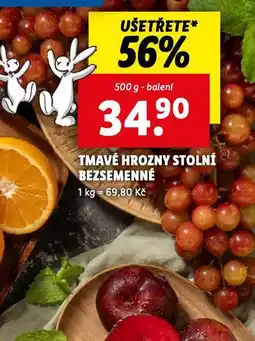 Lidl Tmavé hrozny stolní bezsemenné nabídka