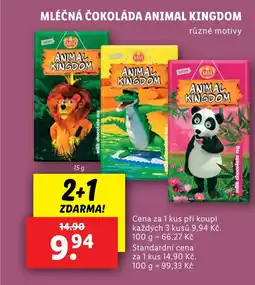 Lidl Mléčná čokoláda animal kingdom nabídka