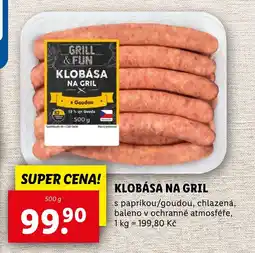 Lidl Klobása na gril nabídka
