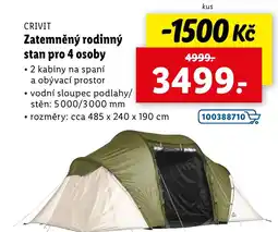 Lidl CRIVIT Zatemněný rodinný stan pro 4 osoby nabídka