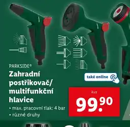 Lidl PARKSIDE® Zahradní postřikovač/ multifunkční hlavice nabídka