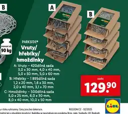 Lidl Vruty / hřebíky / hmoždinky nabídka