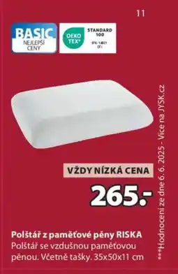 JYSK Polštář z paměťové pěny RISKA nabídka