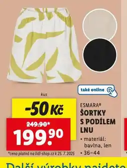 Lidl Šortky s podílem lnu nabídka