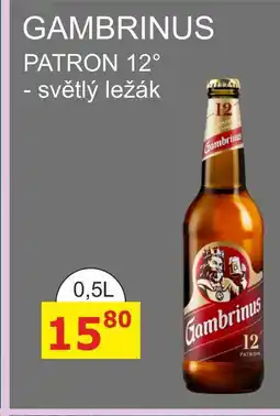 BENE Nápoje GAMBRINUS PATRON 12° - světlý ležák 0,5l nabídka