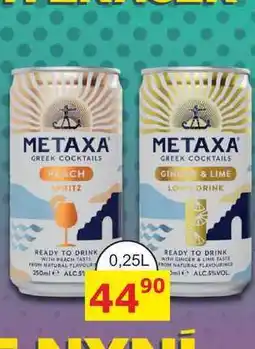 BENE Nápoje METAXA GREEK COCKTAILS PEACH SPRITZ 0,25L míchaný nápoj nabídka
