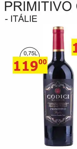 BENE Nápoje PRIMITIVO CODICI 0,75l nabídka