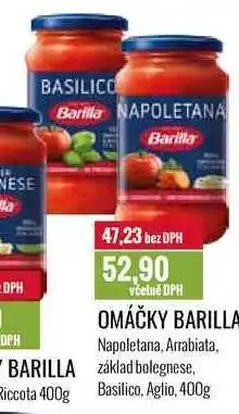 Ratio OMÁČKY BARILLA Napoletana, Arrabiata, základ bolegnese, Basilico, Aglio, 400g nabídka