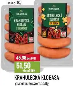 Ratio KRAHULECKÁ KLOBÁSA jalapeños, se sýrem, 350g nabídka
